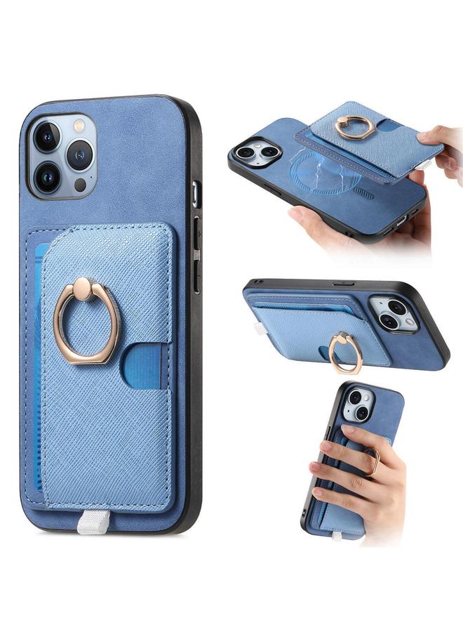 Zaboon Case For iPhone 12 Pro Max Retro Cross Leather Ring Side Insert Card Bag MagSafe Phone Case - Image 1