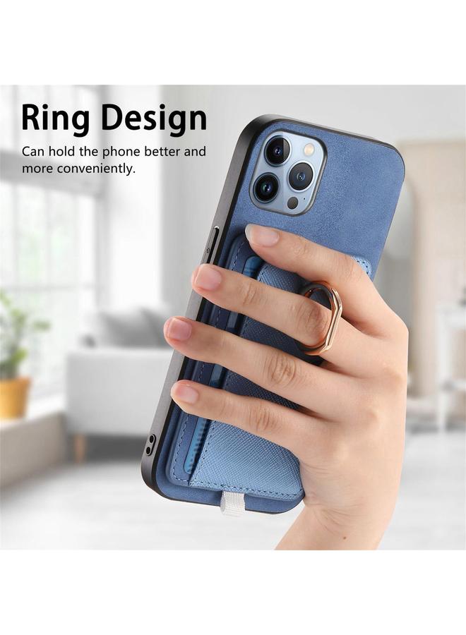 Zaboon Case For iPhone 12 Pro Max Retro Cross Leather Ring Side Insert Card Bag MagSafe Phone Case - Image 5