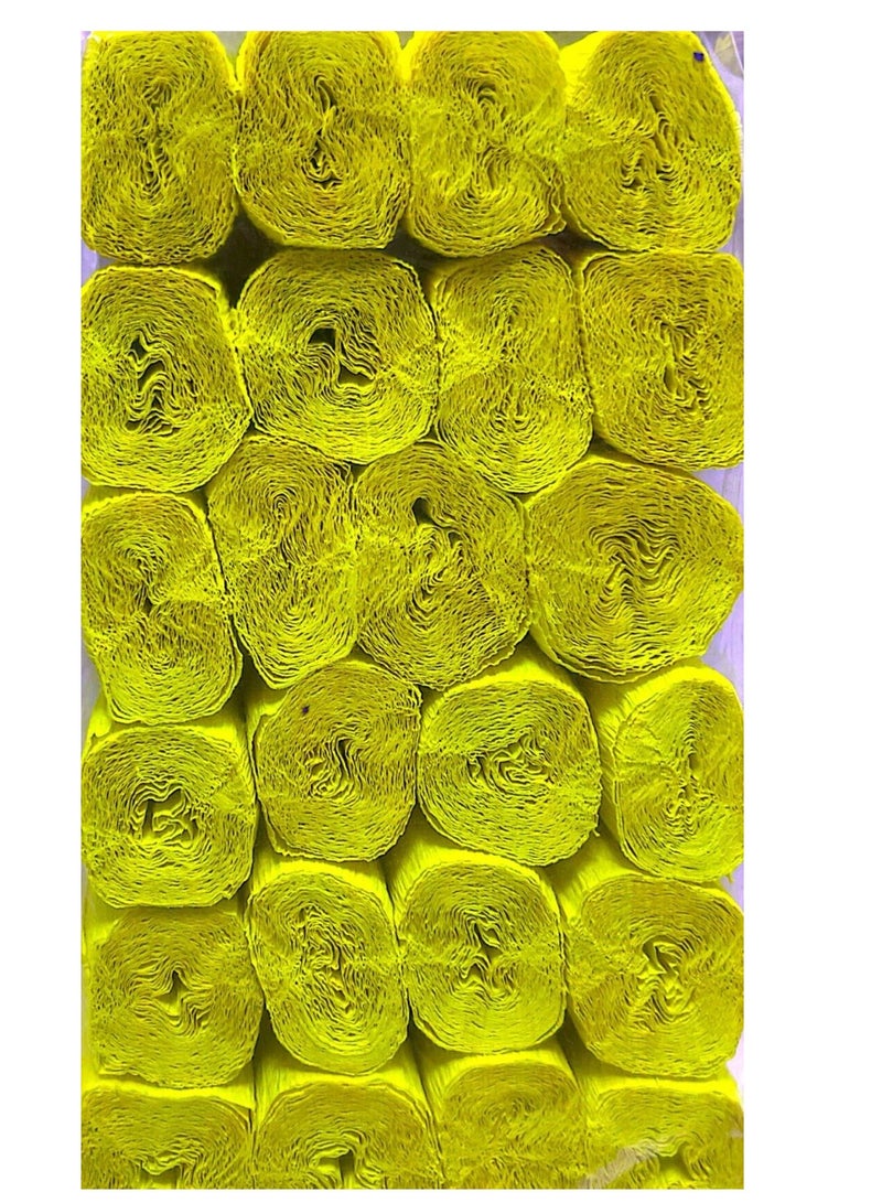 Flamingo 24 Roll Crepe Paper Streamer Single Color 1.5Inches Yellow Color - Image 2