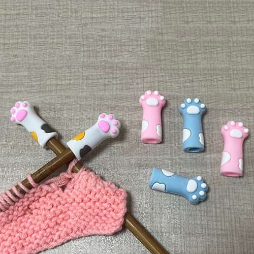 SPANSEE 6 PCS Cat Paw Knitting Stitch Stoppers, Needle Minder, Knitting Needle Point Protectors, Needle Stopper, Knitting Supplies fit Size 11-17 (8mm-12.75mm) Needles - Image 2