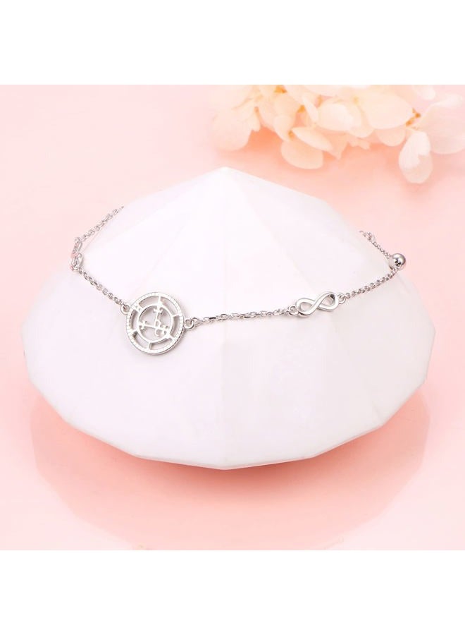 Ladytree S925 Sterling Silver Sigil of Lilith Infinity Anklet Bracelets Link Jewelry Gifts for Women Chain 9+1.5 inches, no gemstone - Image 5