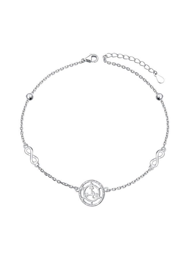 Ladytree S925 Sterling Silver Sigil of Lilith Infinity Anklet Bracelets Link Jewelry Gifts for Women Chain 9+1.5 inches, no gemstone - Image 1