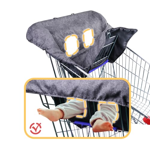 WedFeir Shopping Cart Cover for Baby, Cotton High Chair Cover, Infant Grocery Cart Cushion Liner with Storage Pouch, Foldable, Machine Washable for Infant, Toddler, Boy or Girl. (Grey) - Image 5