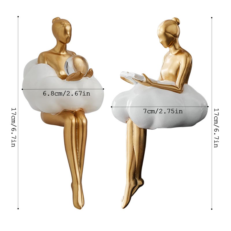RIRPUAE Gold Home Decor Women Thinker Statue, Modern Bookshelf Figurines Accent Decorations for Living Room, Resin Abstract Art Collectible for Office Bedroom Table Desk - Image 4