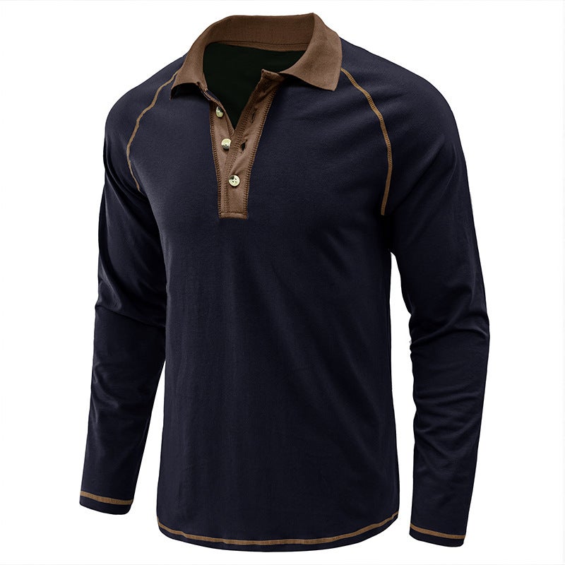 and Men''s Long Sleeve Lapel T-shirt Foreign Trade Men''s Polo Shirt Men''s Autumn Base Shirt Top - Image 4