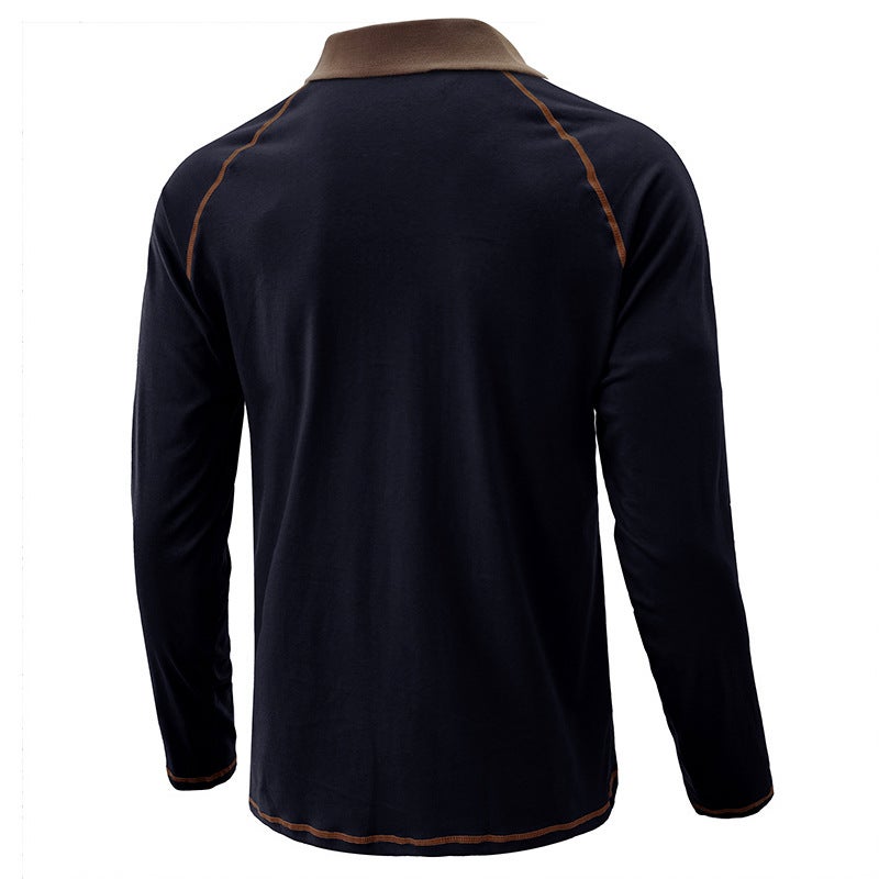 and Men''s Long Sleeve Lapel T-shirt Foreign Trade Men''s Polo Shirt Men''s Autumn Base Shirt Top - Image 5