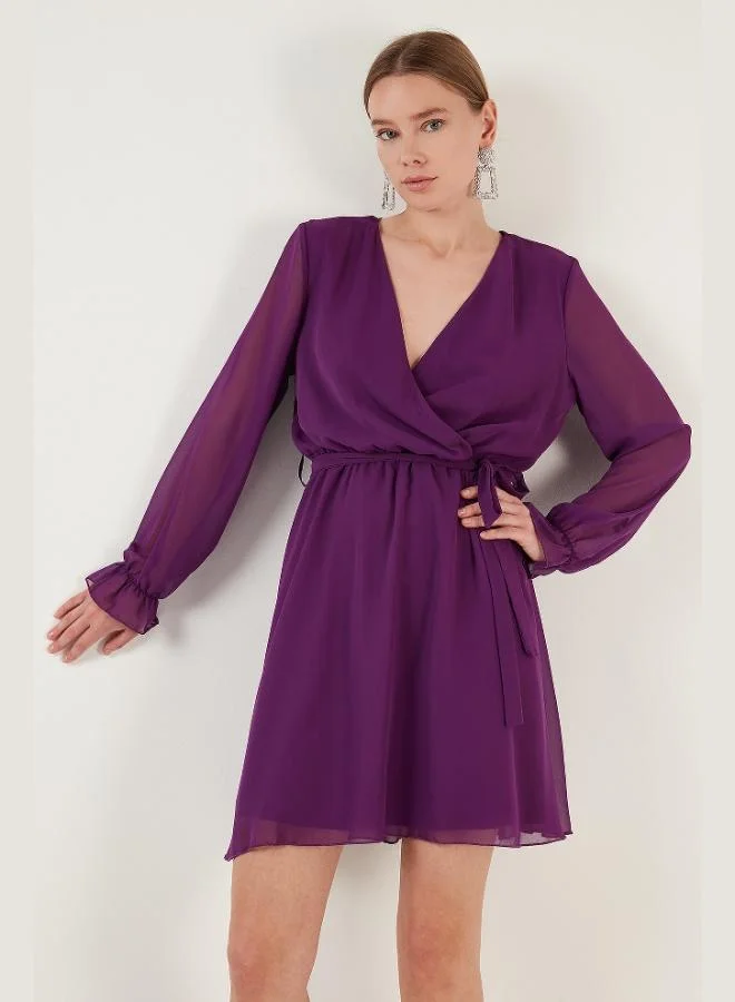 Lela Lela Double-Breasted Chiffon Mini Dress with Tie Detail Women's DRESS 6051467