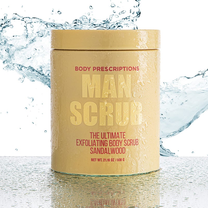 Body Prescriptions Menâ€™s Exfoliating Body Scrub â€“ Ultimate Skin Cleansing Wash in Jar with Twist-Top Lid, For All Skin Types, 21 Ounce (Pack of 1), Sandalwood - Image 2
