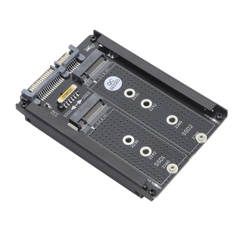 Dual NGFF B M Key M.2 SSD Card 2.5 Inch SATA III 6Gbps Adapter - Dual 2230 2242 2260 2280 Drive Converter with Frame Bracket for Desktop System Installation - Image 4