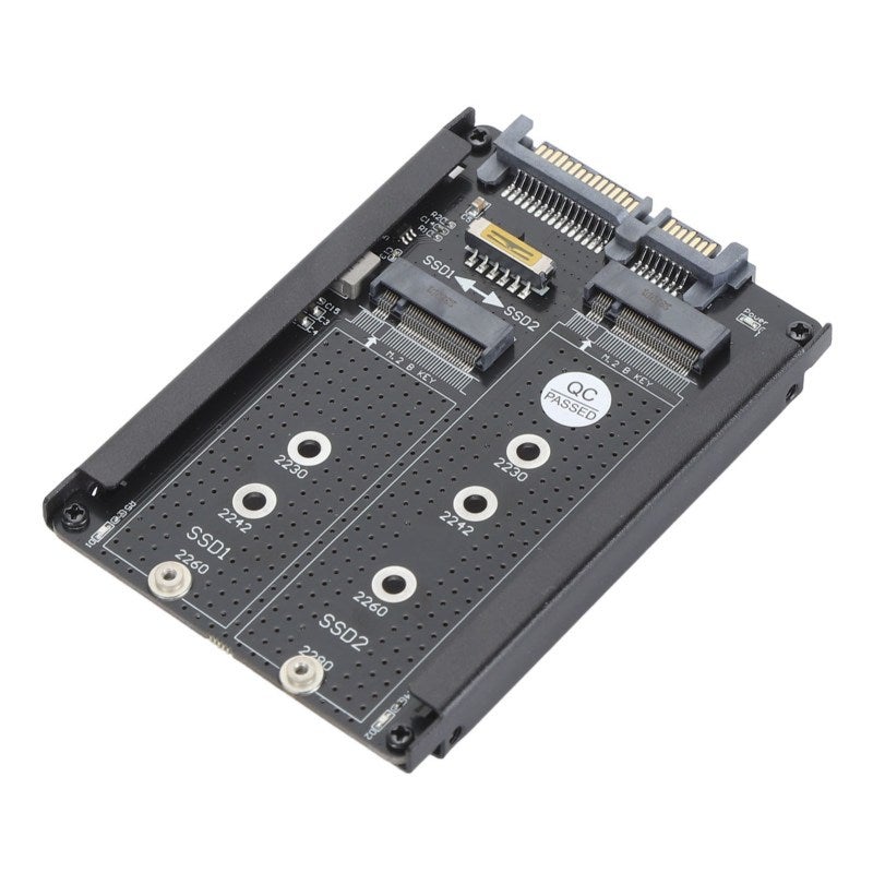 Dual NGFF B M Key M.2 SSD Card 2.5 Inch SATA III 6Gbps Adapter - Dual 2230 2242 2260 2280 Drive Converter with Frame Bracket for Desktop System Installation - Image 2