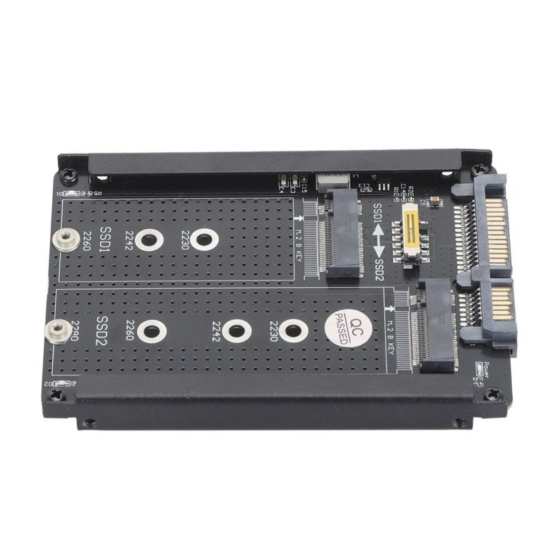 Dual NGFF B M Key M.2 SSD Card 2.5 Inch SATA III 6Gbps Adapter - Dual 2230 2242 2260 2280 Drive Converter with Frame Bracket for Desktop System Installation - Image 1