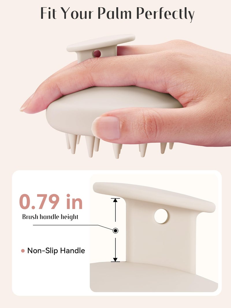 HEETA Scalp Massager Hair Growth, Scalp Scrubber with Soft Bristles, Integrated Silicone Design, Scalp Exfoliator for Dandruff Removal & Relax Scalp, Shampoo Brush Fit Wet Dry Hair Use, Oatmeal - Image 3