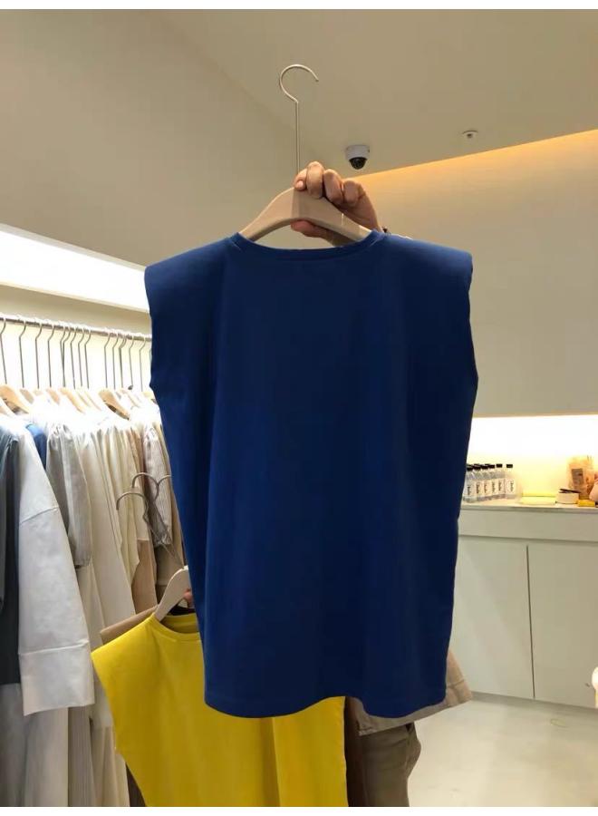 Solid Color Round Neck Loose Sleeveless T-shirt Women's Summer Slim Casual Vest Top Clothes Korean Women's Clothing 