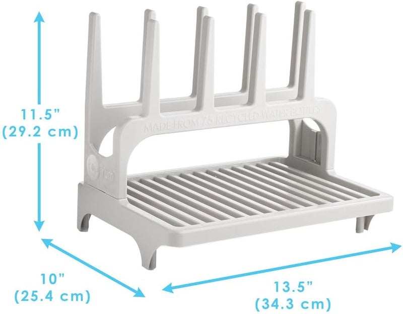 PopYum رف تجفيف بوب يام سياتل الرمادي الموفر للمساحة من 100 زجاجة معاد تدويرها، مناسب لأسطح العمل لزجاجات الأطفال، أكياس بلاستيكية، أكواب، وكؤوس زجاجية، مدمج - Image 3