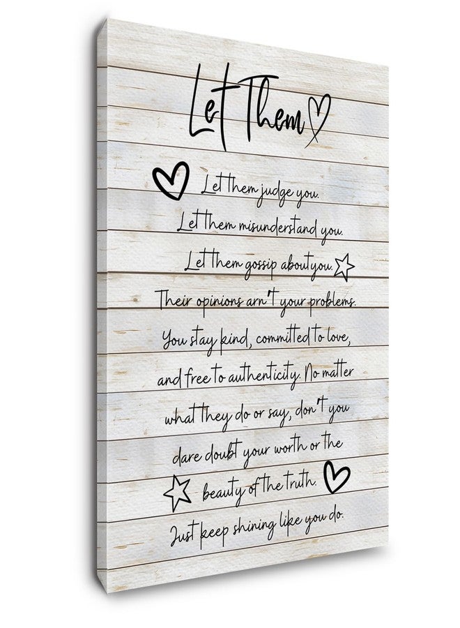 Ryeolo Let Them Inspirational Wall Art Framed, Mental Health Wall Decor, Motivational Positive Affirmations Canvas Wall Art Prints for Home Bedroom Living Room Office, 12x16 Inches - Image 1