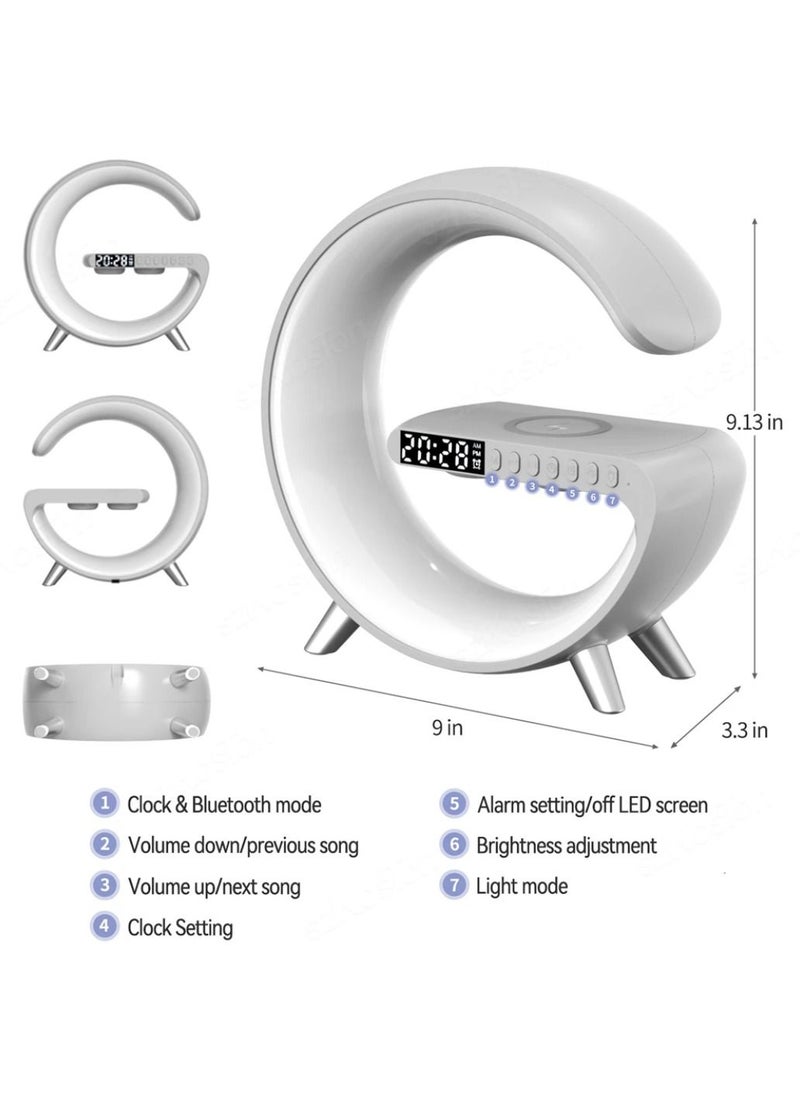 DIGI CORE - Atmosphere Table Lamp with Bluetooth Speaker Alarm Clock Night Light 256 Modes And 16 Million Colors Range 15W Wireless Charger Speaker For Bedside Lamp Desk Clock Ambient Lighting For Home - Image 1