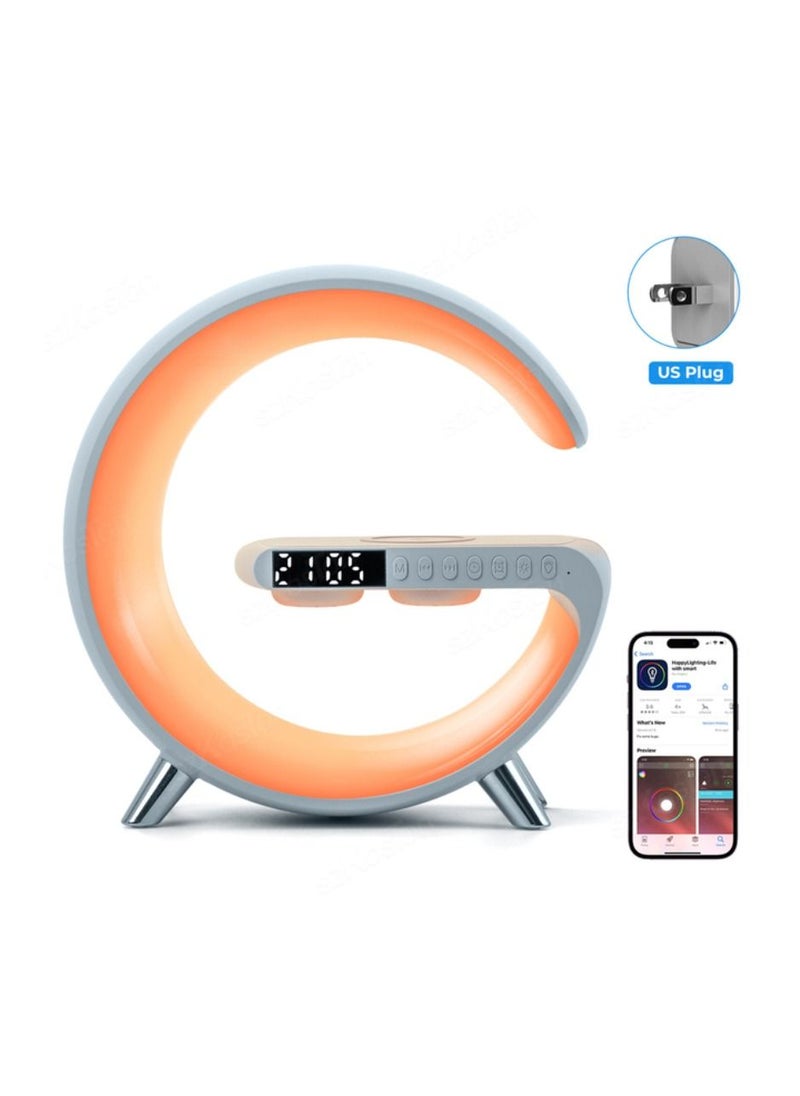 DIGI CORE - Atmosphere Table Lamp with Bluetooth Speaker Alarm Clock Night Light 256 Modes And 16 Million Colors Range 15W Wireless Charger Speaker For Bedside Lamp Desk Clock Ambient Lighting For Home - Image 1