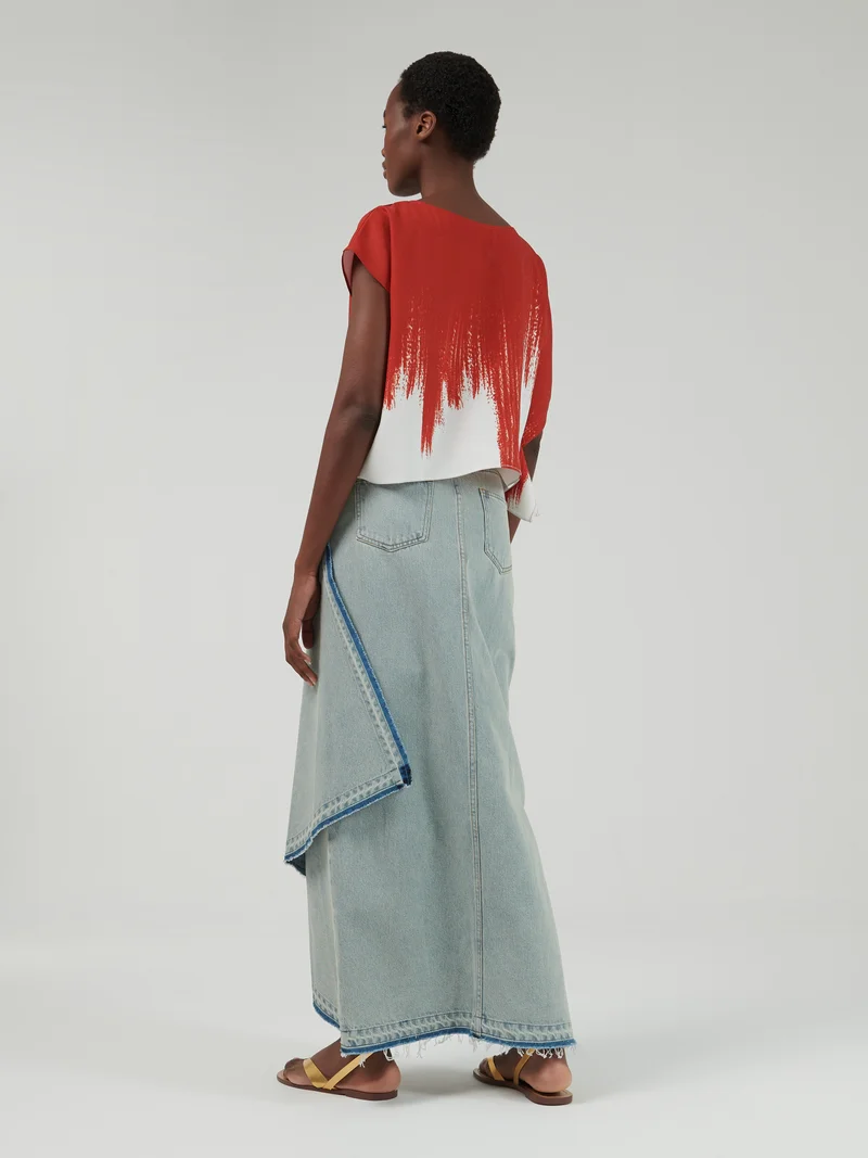 leem Ruffle detail Maxi Skirt