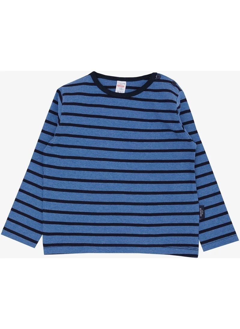 بريز Baby Boy Long Sleeve T-Shirt Patchwork Striped 9 Months-3 Years, Blue