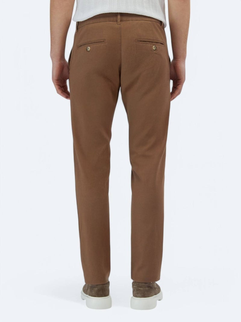 Kip Light Brown Weaving Regular Fit Casual Cotton Blended Trousers - Image 5