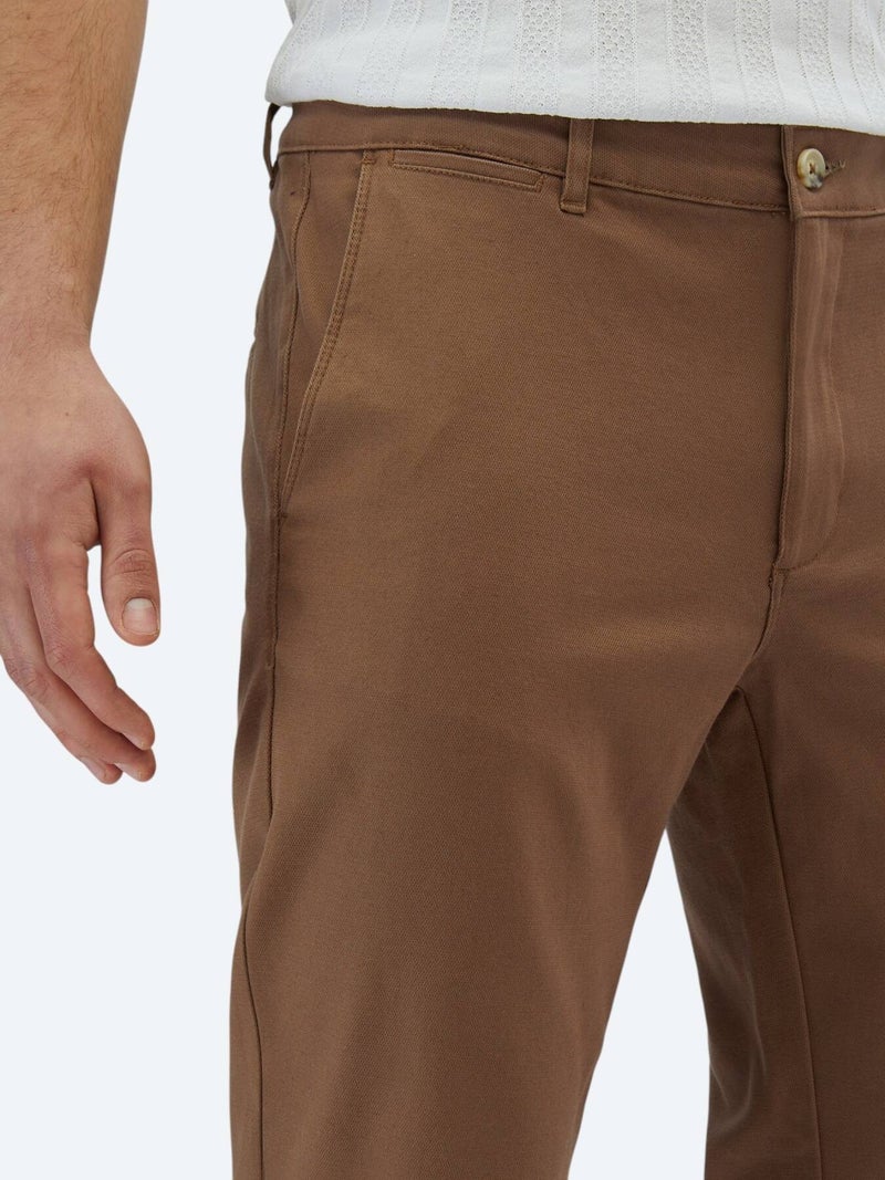 Kip Light Brown Weaving Regular Fit Casual Cotton Blended Trousers - Image 3