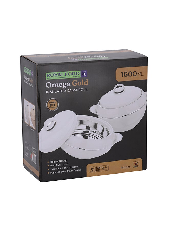 Royalford Omega Gold Insulated Casserole, Firm Twist Lock RF11151 Strong Handles 1600ml Double Wall Insulated Serving Pot, Chapati Storage Box, Roti Serving Pot, Chapati Dabba Assorted Colors - Image 3