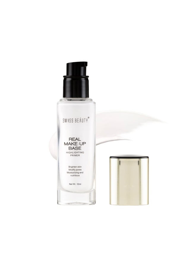 Swiss Beauty Real Makeup Base Highlighting Primer| Skin-Hydrating Poreless Primer With Natural Glow Finish For Face Makeup |Shade - Pink Tint, 32Ml - Image 2