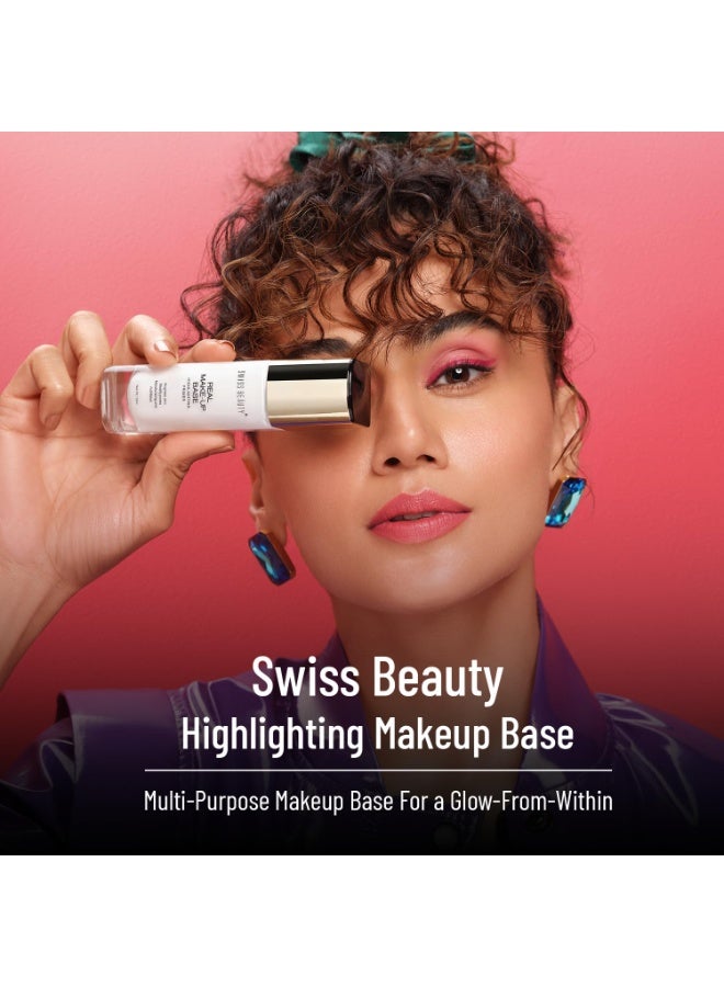 Swiss Beauty Real Makeup Base Highlighting Primer| Skin-Hydrating Poreless Primer With Natural Glow Finish For Face Makeup |Shade - Pink Tint, 32Ml - Image 3
