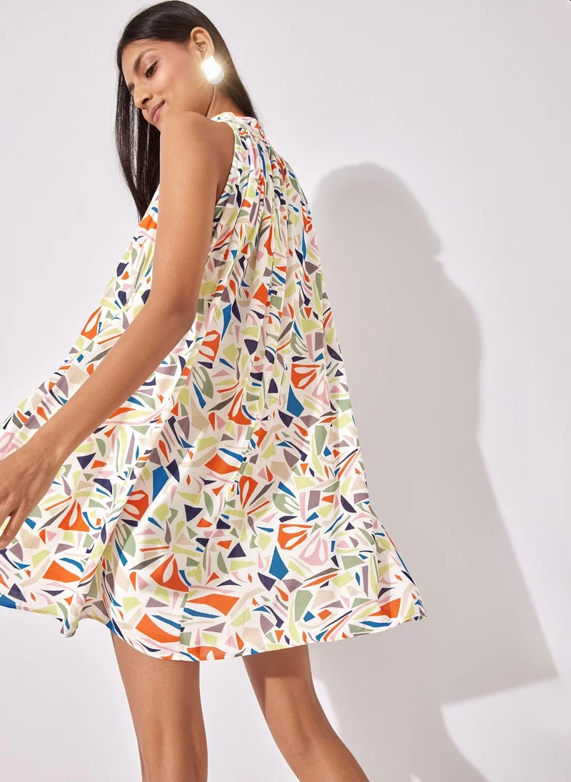 ذا ليبل لايف Terrazzo Print Gathered Dress