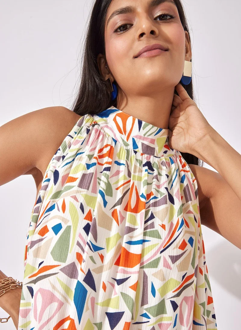 ذا ليبل لايف Terrazzo Print Gathered Dress