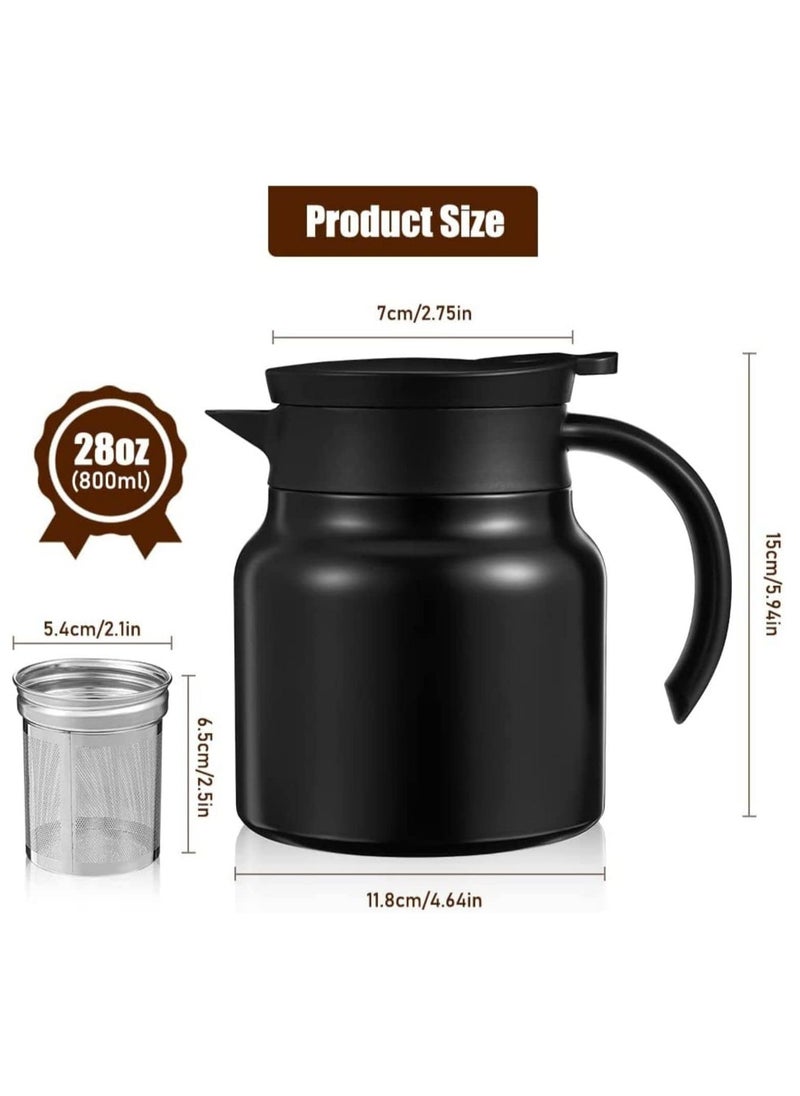 Arabest - Thermal Coffee Carafe 28Oz Coffee Carafes Tea Pot For Keeping Hot Stainless Steel coffee Double Walled Vacuum Thermal Carafe Insulated Coffee Dispenser with Removable Tea Infuser - Image 1