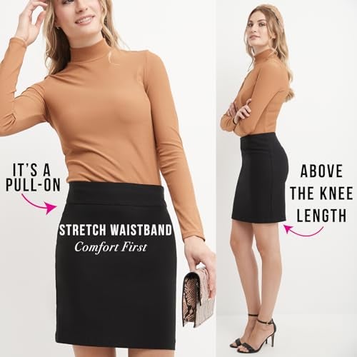 Rekucci Women's Ease Into Comfort Above The Knee Stretch Pencil Skirt (Medium, Black) - Image 4