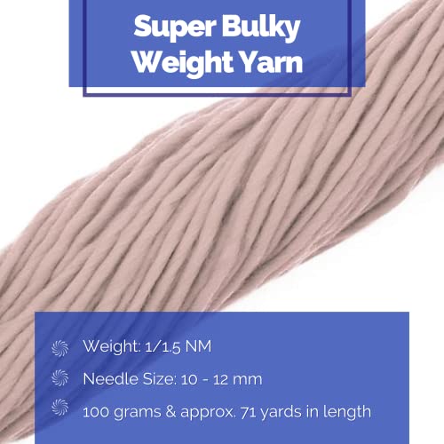 Revolution Fibers | Premium Super Bulky Merino Wool | 100-Grams Chunky Weight, Thick Wool for Knitting, Crochet, Baby Blanket, Dyed, Felting, Weaving, Mink Tan - Image 2