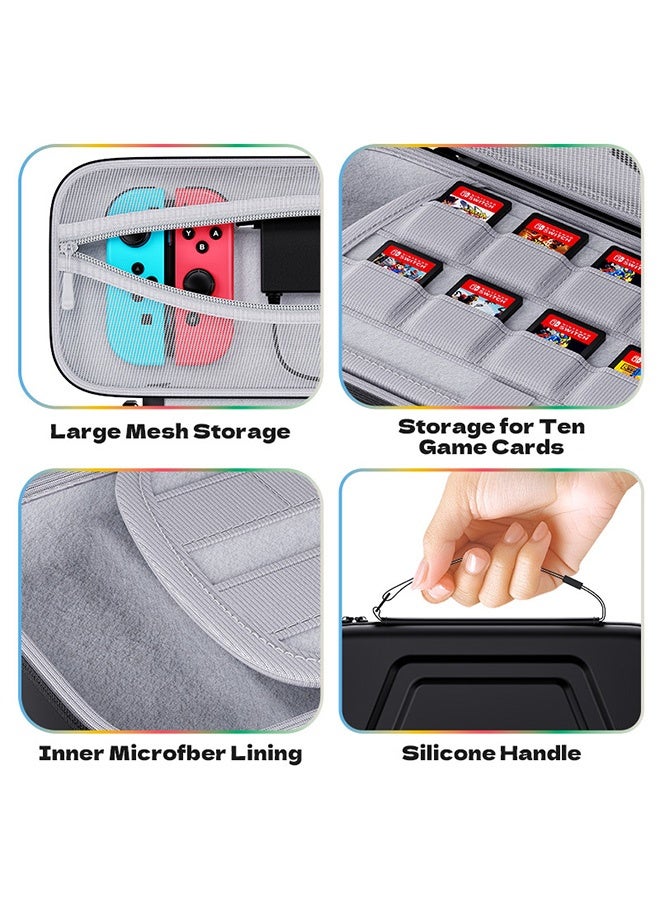 MXN Nintendo Switch 3 in 1 Large Capacity Case with Shoulder Strap - Switch 2 Sturdy Protective Case - Multifunctional Storage Box with 10 Game Card Slots Portable Travel Bag (Yellow) - Image 3