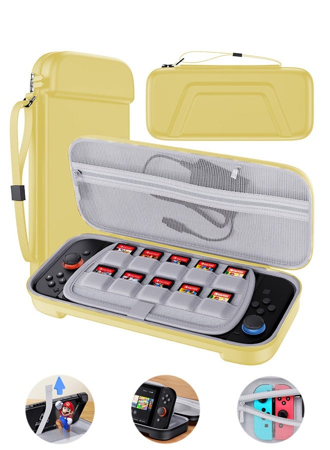 MXN Nintendo Switch 3 in 1 Large Capacity Case with Shoulder Strap - Switch 2 Sturdy Protective Case - Multifunctional Storage Box with 10 Game Card Slots Portable Travel Bag (Yellow) - Image 1
