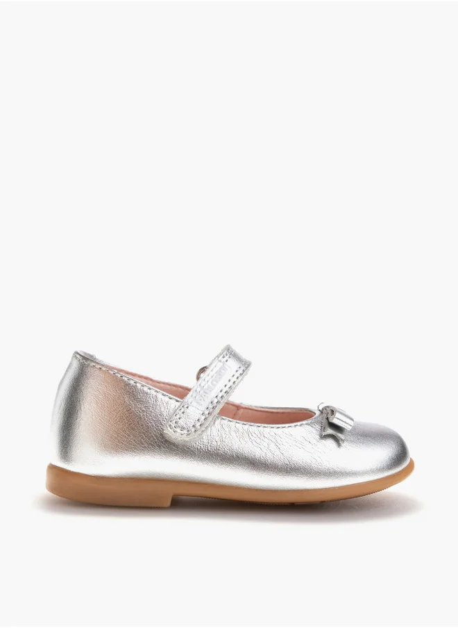 بابلوسكي Girls' Bow Accent Mary Jane Shoes with Hook and Loop Closure