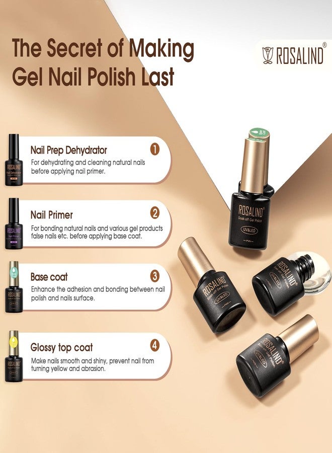 ROSALIND 8 PCS Dehydrator Nail Primer and Top & Base Coats Kit, Nail Strengthening System Superior Protein Bonding, Fast Air Dry for Acrylic Powders Nail Gel Polish - Image 2