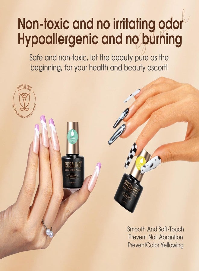 ROSALIND 8 PCS Dehydrator Nail Primer and Top & Base Coats Kit, Nail Strengthening System Superior Protein Bonding, Fast Air Dry for Acrylic Powders Nail Gel Polish - Image 3