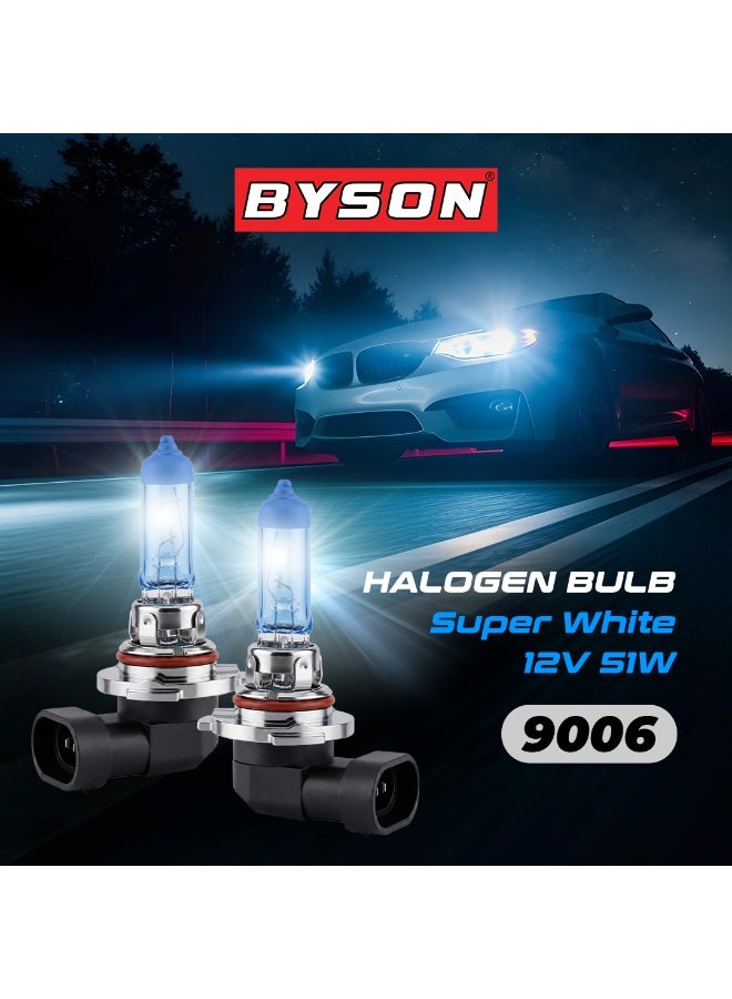 BYSON S/W 9006 Halogen Headlight Bulb, 12V 55W Super White Bright Light, Ultra Clear Beam for Enhanced Visibility, Long Life Auto Headlamp for Night Drive, Fog Lamp and Safe Road Use - Image 3