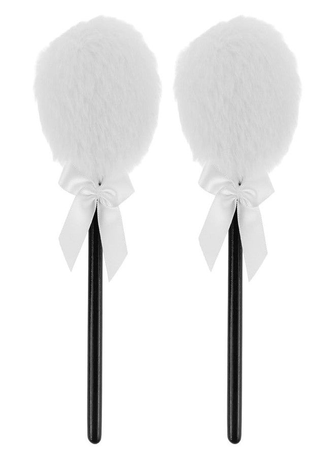 minkissy 2pcs Fluffy Powder Puffs Lollipop Shape Setting Powder Puff Loose Body Soft Cosmetic Makeup Puffs with Long Handle for Face Powder Makeup - Image 1