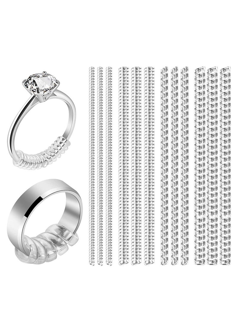 12 Pcs Ring Size Adjuster for Loose Rings, Eiito Ring Sizers Ring Spacers or Ring Tightener - Invisible Ring Guards - 4 Sizes Fitter, Resizer Fit Almost Any Size Rings  - Image 1