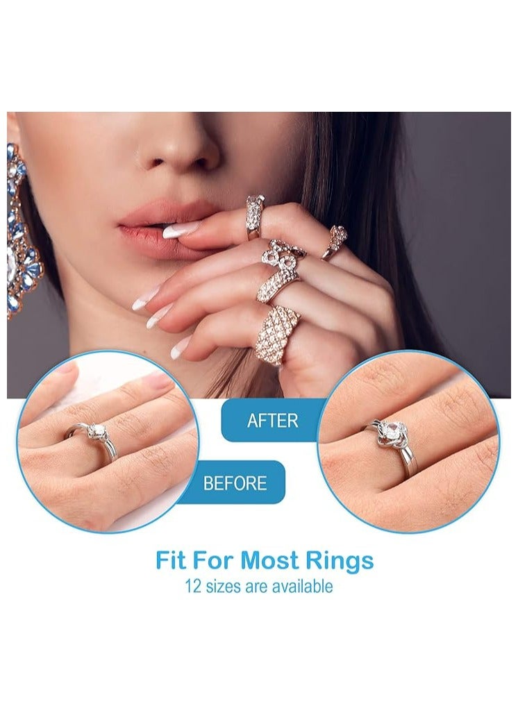 12 Pcs Ring Size Adjuster for Loose Rings, Eiito Ring Sizers Ring Spacers or Ring Tightener - Invisible Ring Guards - 4 Sizes Fitter, Resizer Fit Almost Any Size Rings  - Image 5