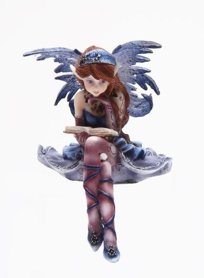 PTC 4 Inch Purple Fairy Sitting and Reading a Book Statue Figurine