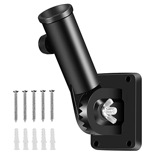 BONWIN Flag Pole Holder Brackets, BONWIN 1" Flag Pole Mounting Bracket with Hardwares for House Wall Porch, 1" Inner Diameter, 180° Adjustable Multi Positions, Aluminium Alloy(1 Pack Black, Multi-Positions) - Image 1