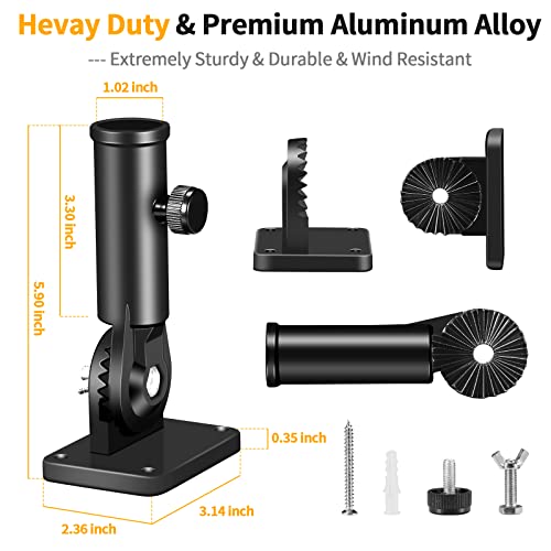 BONWIN Flag Pole Holder Brackets, BONWIN 1" Flag Pole Mounting Bracket with Hardwares for House Wall Porch, 1" Inner Diameter, 180° Adjustable Multi Positions, Aluminium Alloy(1 Pack Black, Multi-Positions) - Image 4