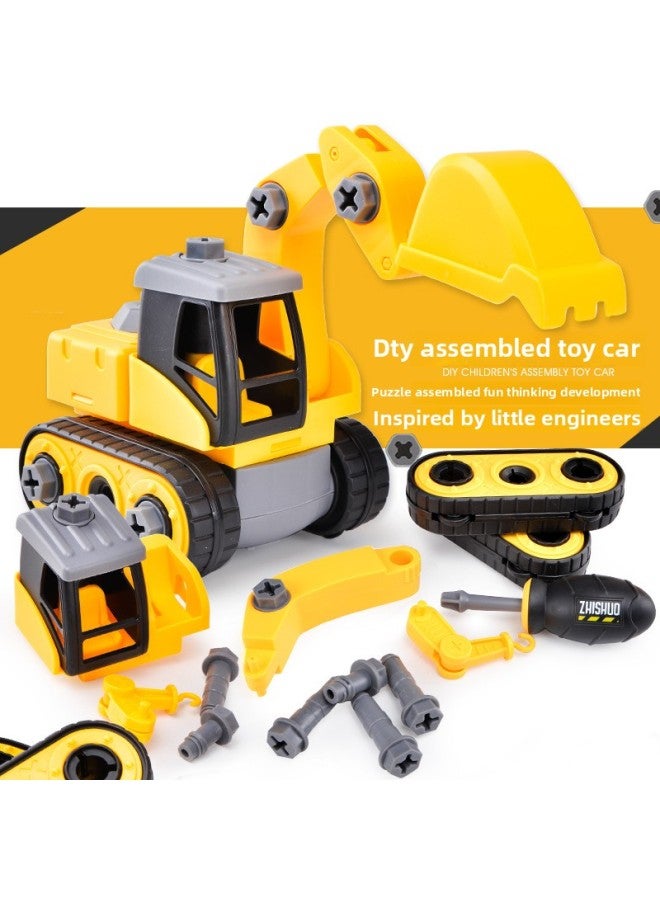 Children's Diy Disassembly Engineering Vehicle Toy Car Large Screw Assembly Excavator Bulldozer Scooter-Color:Fire Lift Truck (bag) - Image 4