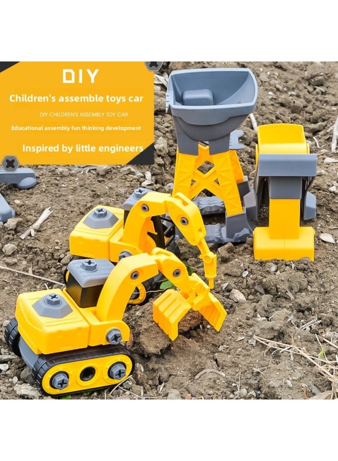 Children's Diy Disassembly Engineering Vehicle Toy Car Large Screw Assembly Excavator Bulldozer Scooter-Color:Fire Lift Truck (bag) - Image 3