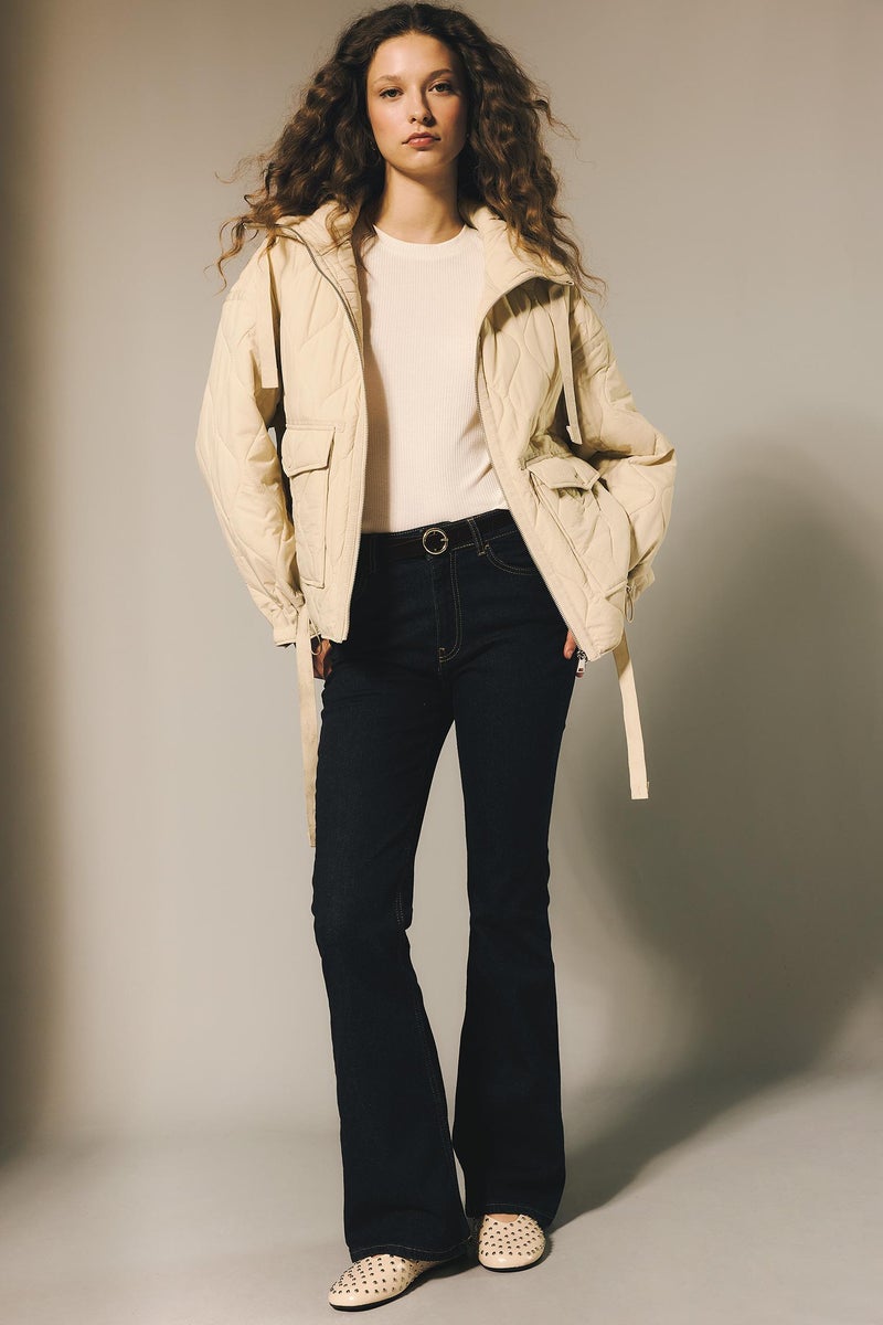 DeFacto Beige Woman Waterproof Relax Fit Jacket Casual - Image 2