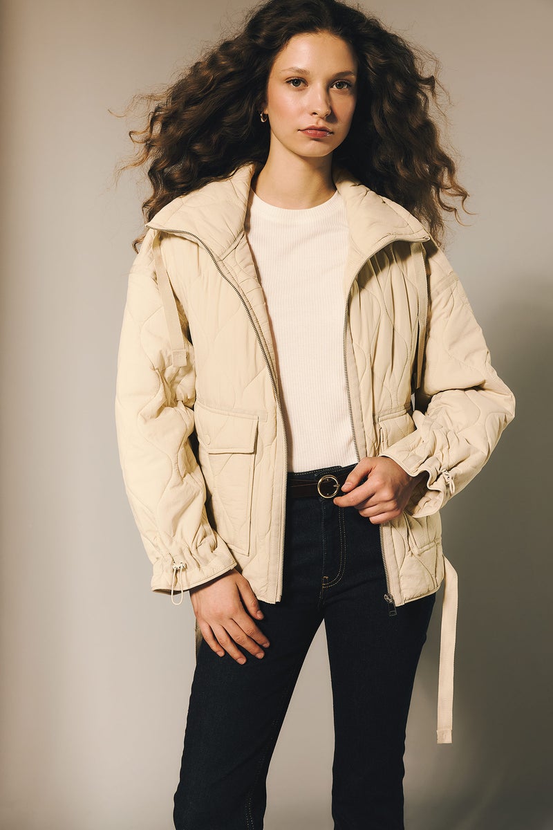 DeFacto Beige Woman Waterproof Relax Fit Jacket Casual - Image 1