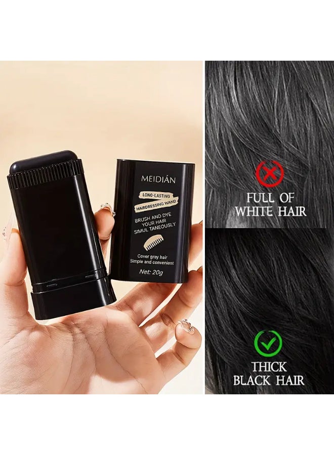 Meidián Portable Hair Dye Stick - Temporary Gray Coverage | 20g Disposable Plant Safe Hairdressing Stick, Easy Application, Quickly Coloring without Damaging Scalp Hair Color, Long-Lasting, Fill Color at Any Time for All Hair Types (01# Black)  - Image 3
